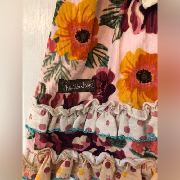 Matilda Jane Dress Infant 6-12 Mo. Tea Time Floral Corduroy Diaper Cover Ruffle - Picture 4 of 5